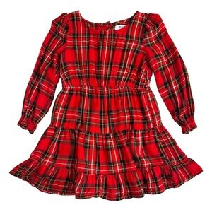 Red Plaid Long Sleeve Dress